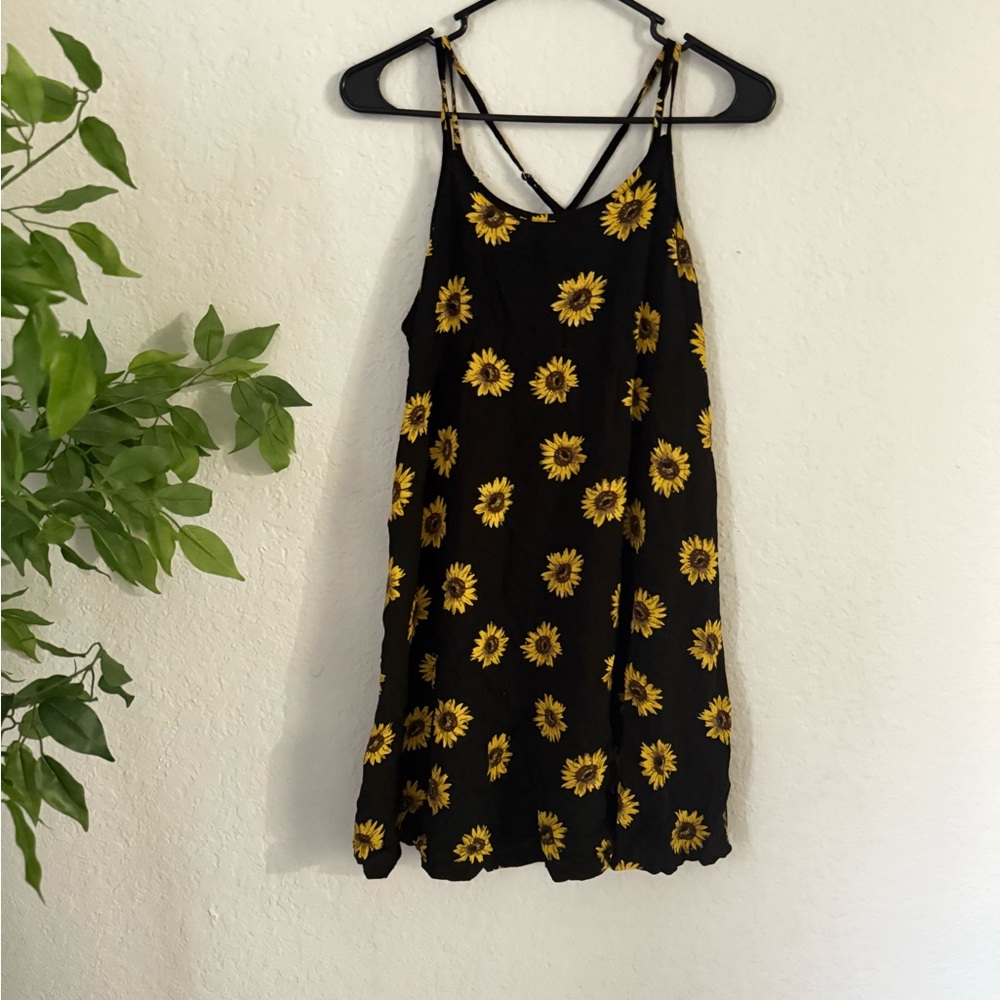 Sunflower Print Strappy Mini Dress – Size M